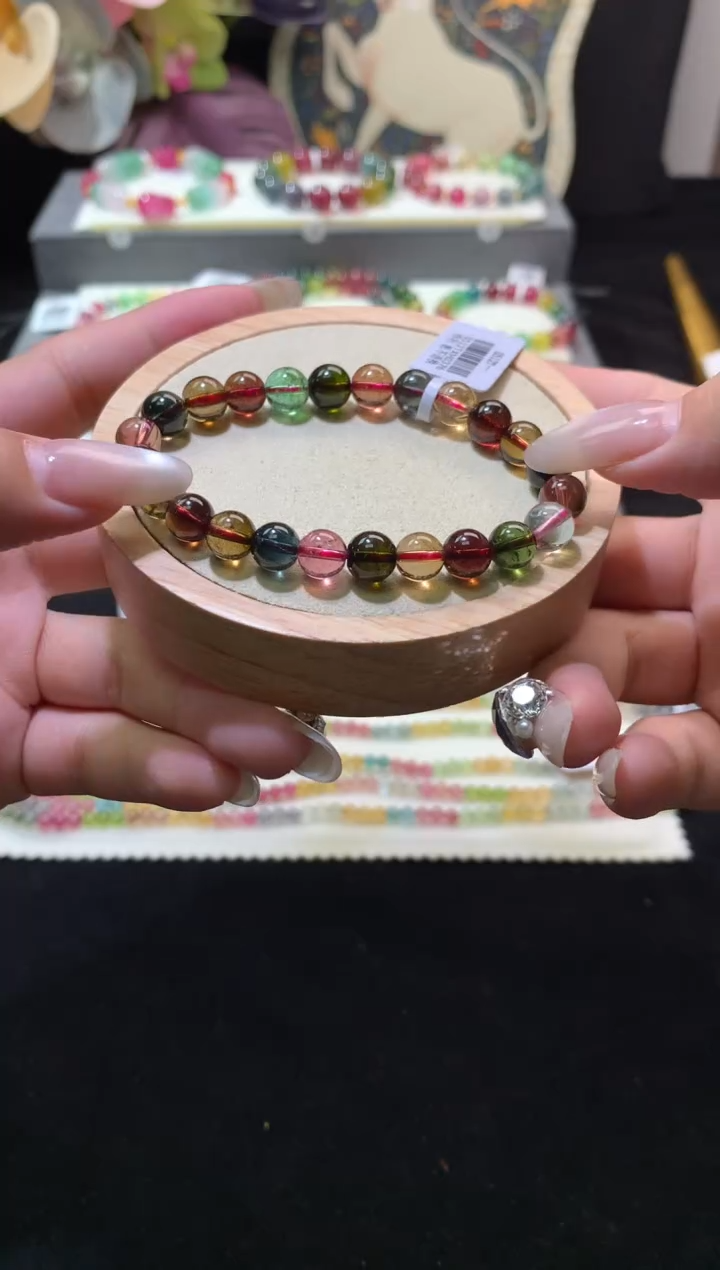 手串未镶嵌碧玺约7.5mm 老矿糖果单圈