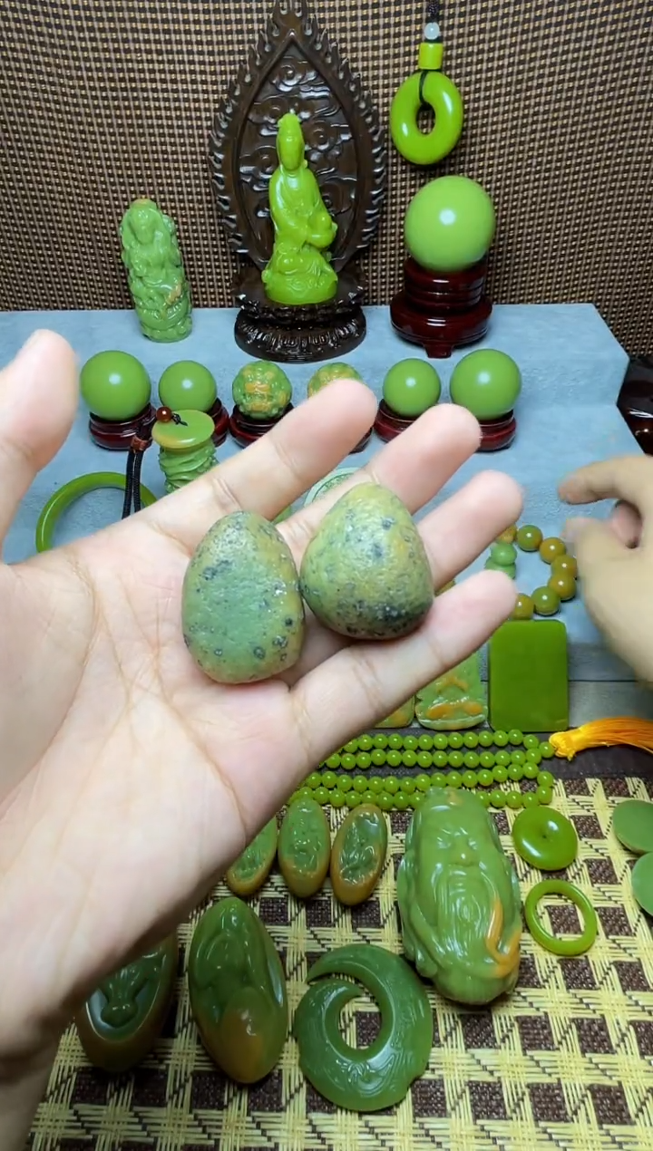 石材夜光原皮原石一个