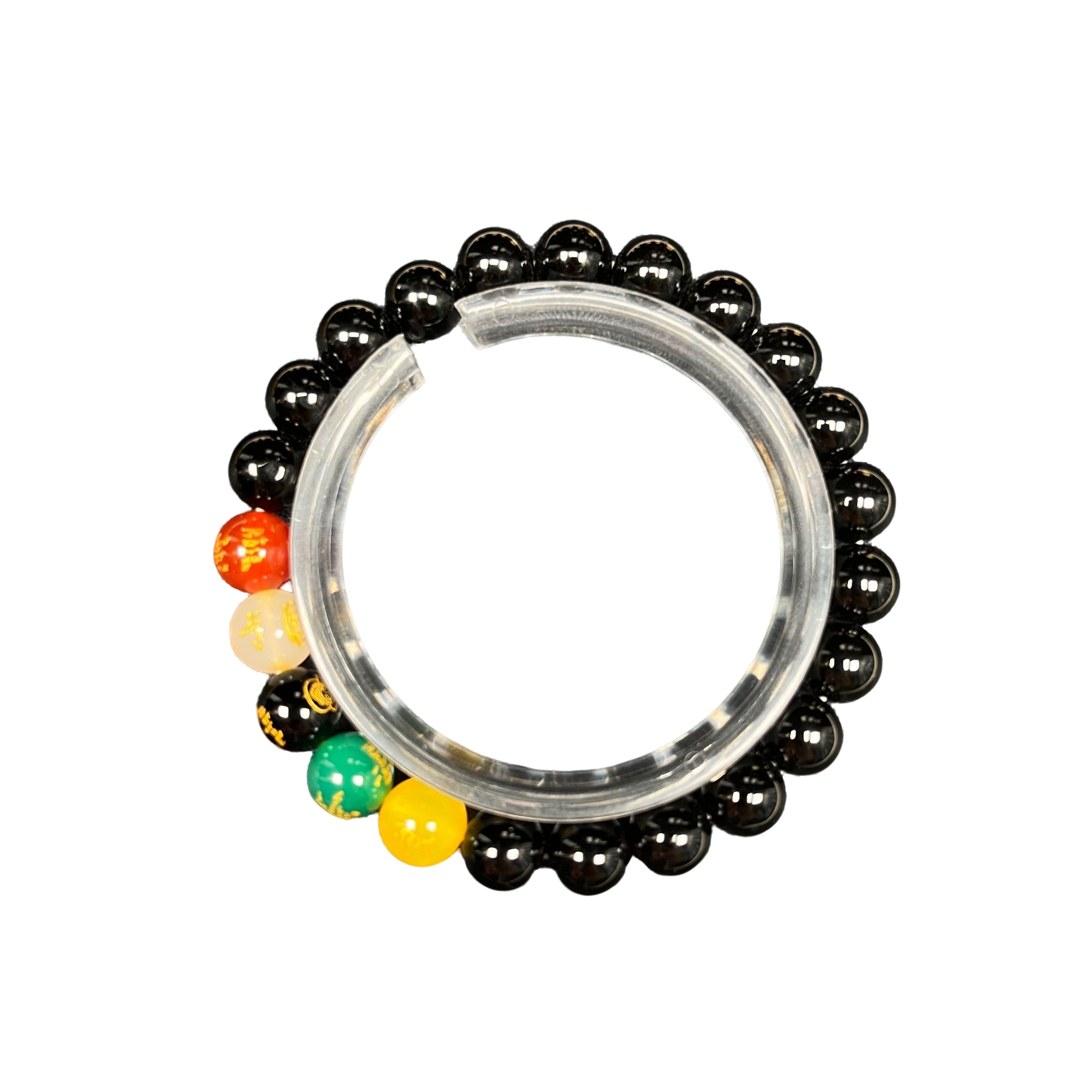 黑玛瑙五路财神8mm设计款手串--无盒--297