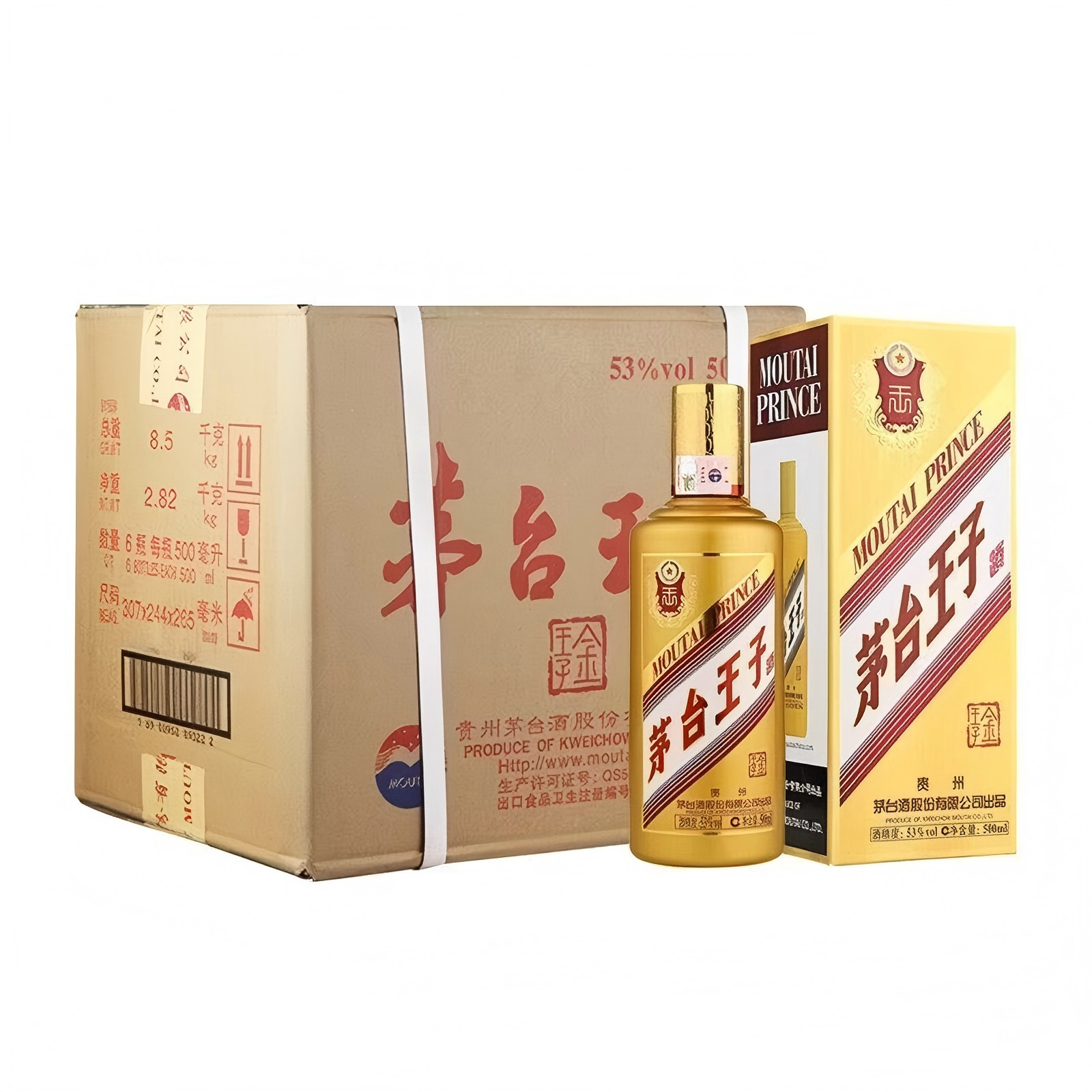 MOUTAI PRINCE/茅台王子酒2021年茅台金王子  500ML整箱装53%Vol