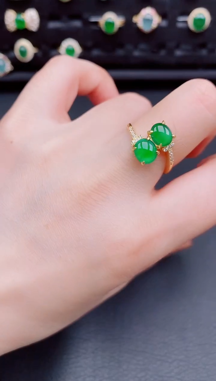 【闪购商品】翡翠戒指银S925镶嵌天然a货翡翠110