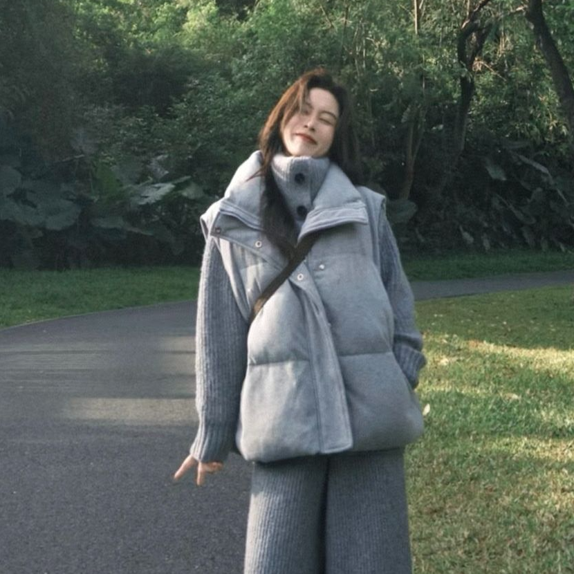 2025秋冬新款马甲女针织保暖加厚背心外穿棉服坎肩马夹外套马甲