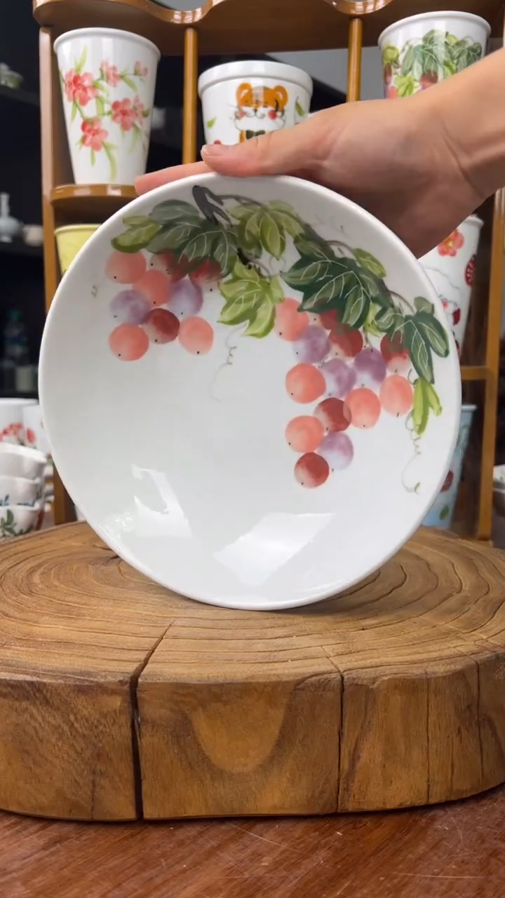 瓷片景德镇手绘釉中彩（食品级）圆深盘