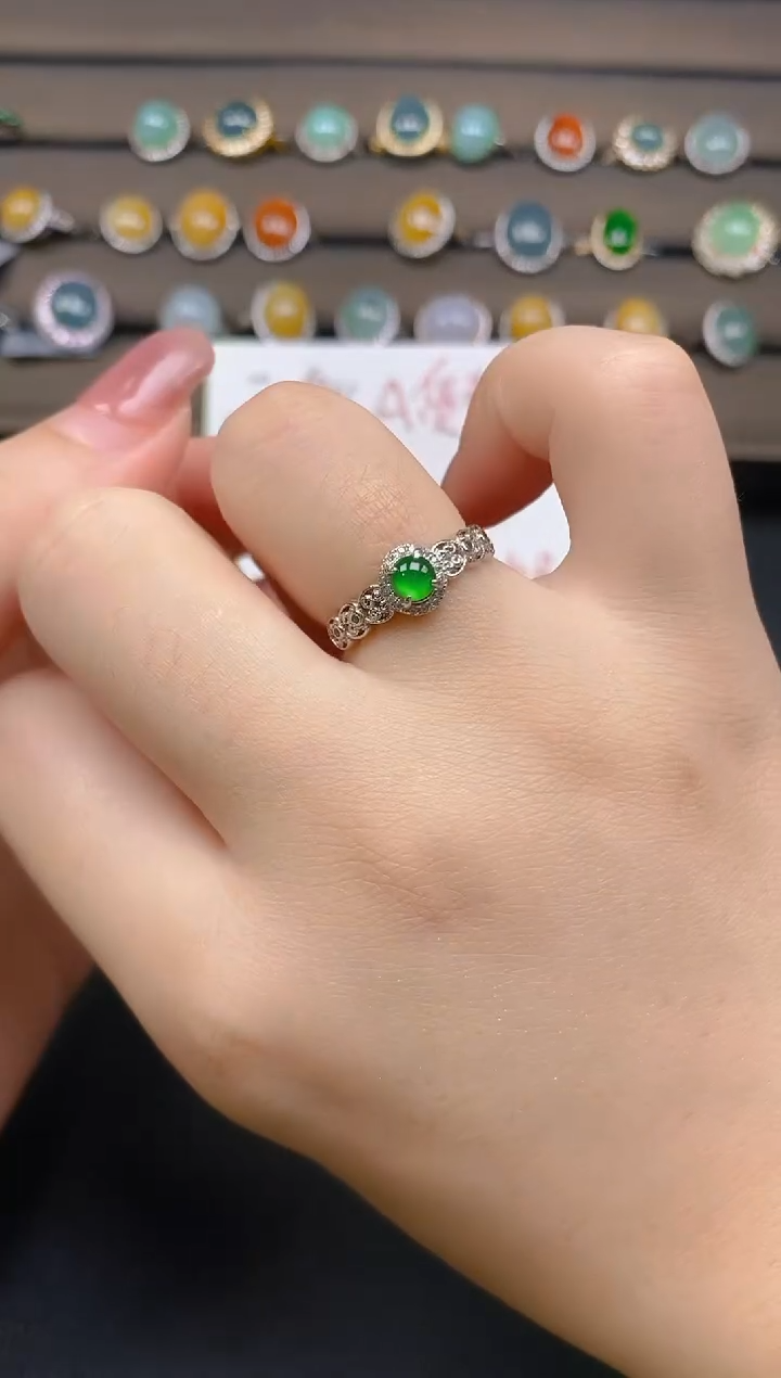 翡翠戒指银S925镶嵌17