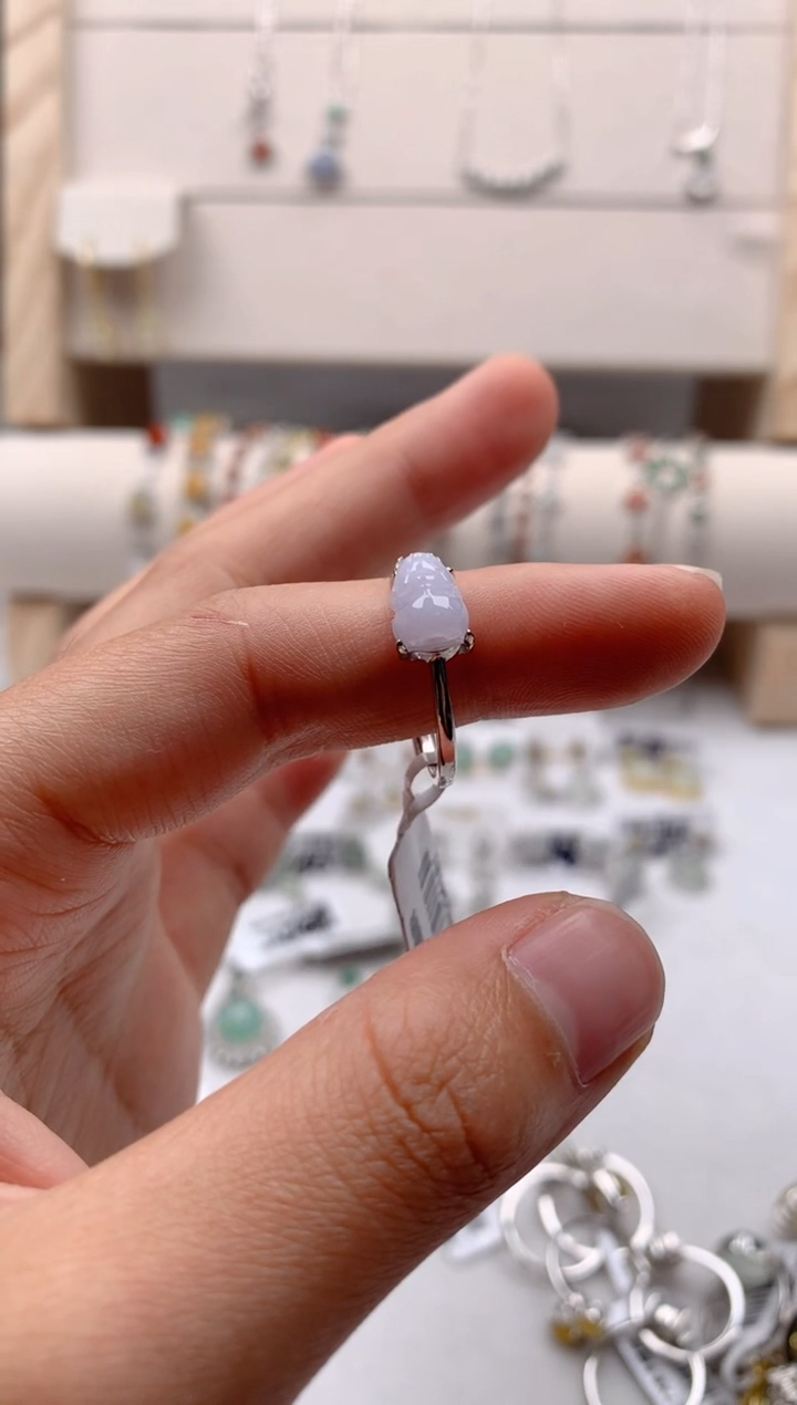 翡翠戒指银S925镶嵌3号