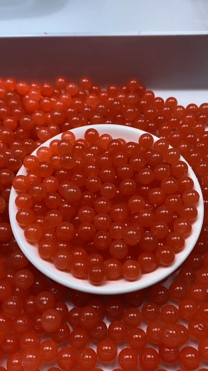 未镶嵌颈饰玛瑙/玉髓W1774-南红冰柿子红色10mm*10颗