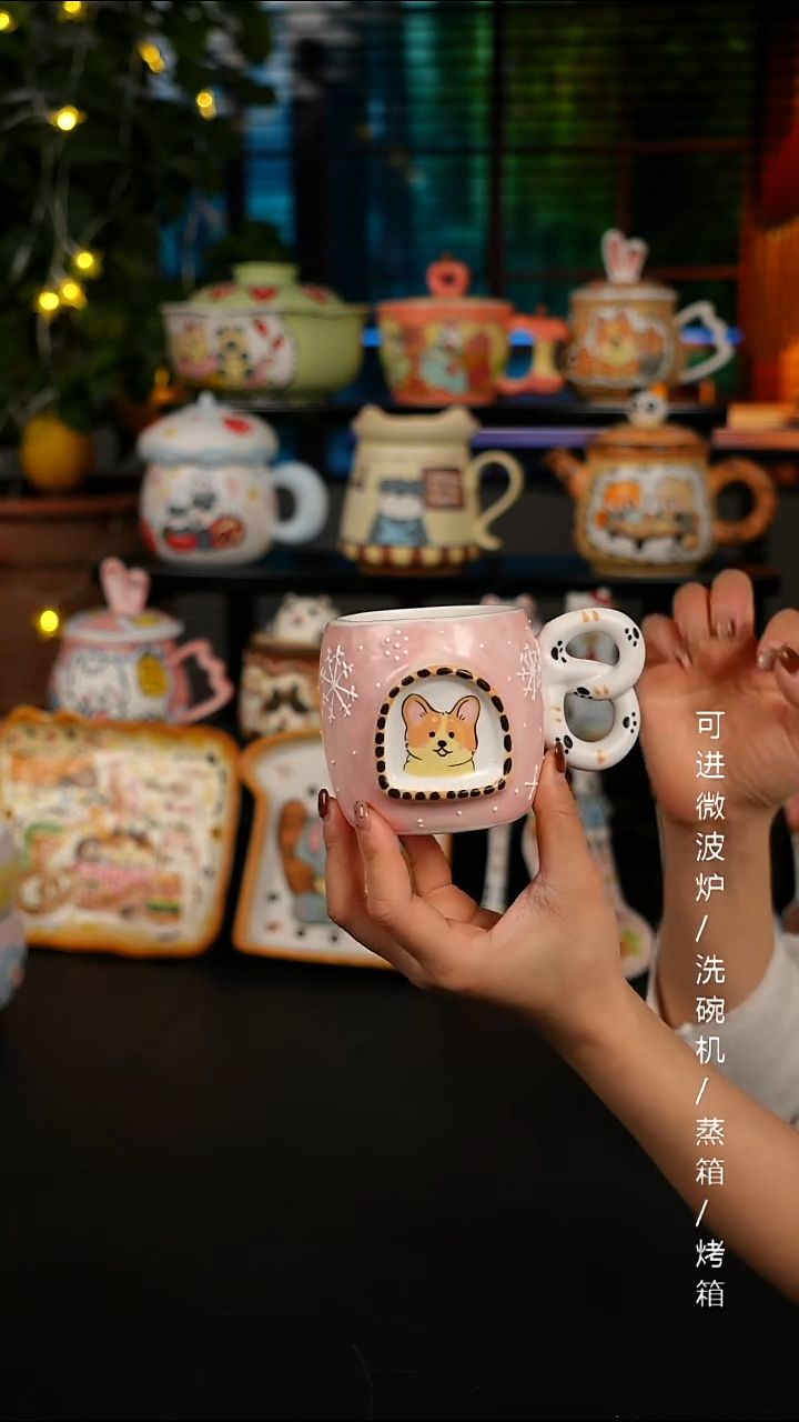 陶瓷无盖款景德镇高温釉下彩纯手绘创意瓷 