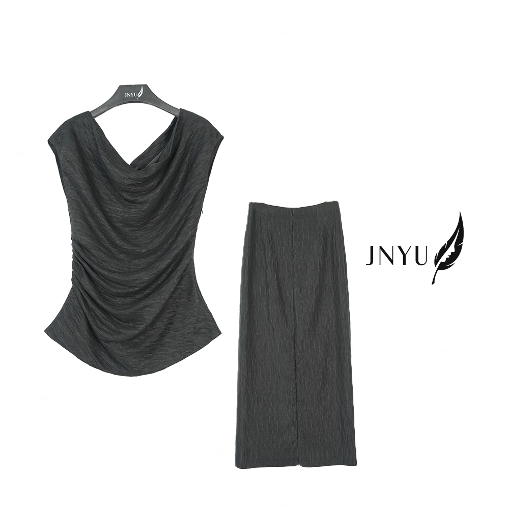 【JNYU】2025早春新款显瘦时髦精BI入进口三宅褶女装套装JYZYH100