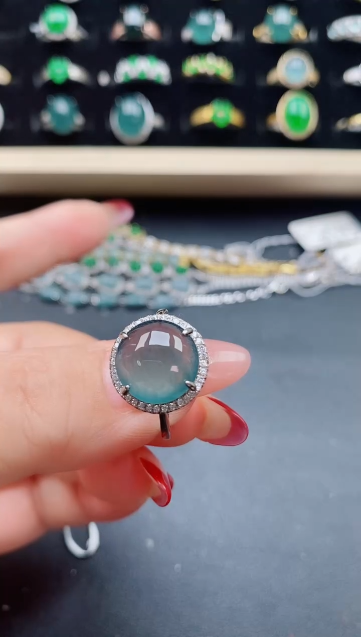 【闪购商品】翡翠戒指银S925镶嵌850805