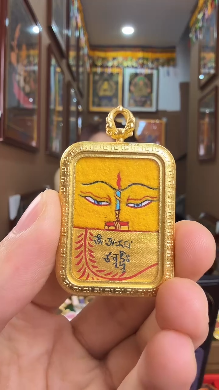 吊坠文殊智慧剑-热贡纯手绘唐卡