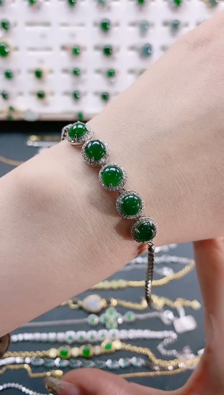 【闪购商品】翡翠手链银S925镶嵌天然翡翠