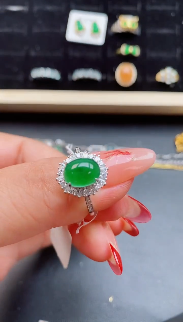 【闪购商品】翡翠戒指银S925镶嵌5080505