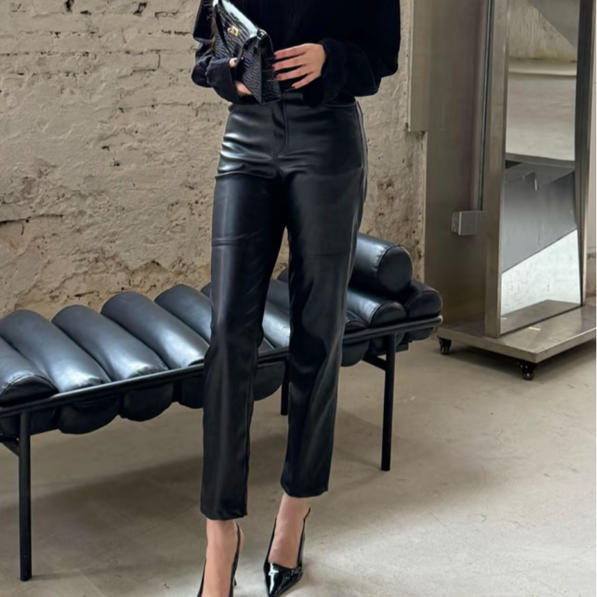 【海宁正品】紧身长裤>小脚裤烟管裤长皮裤女裤休闲显瘦百搭洋气