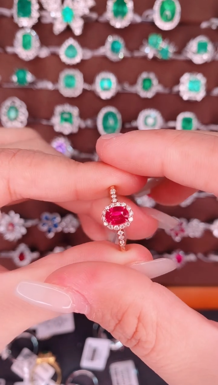 【闪购商品】红宝石18K金戒指18K金镶嵌0.66克拉