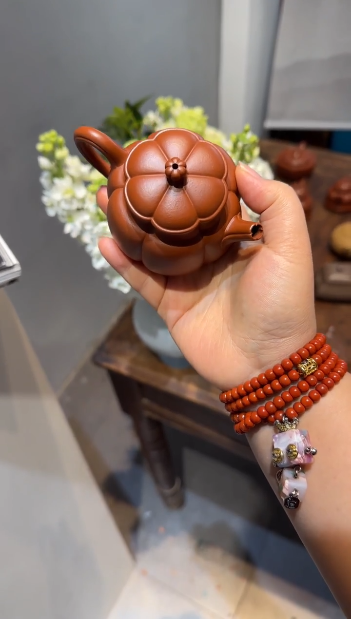 茶壶紫砂追****繁花 朱泥