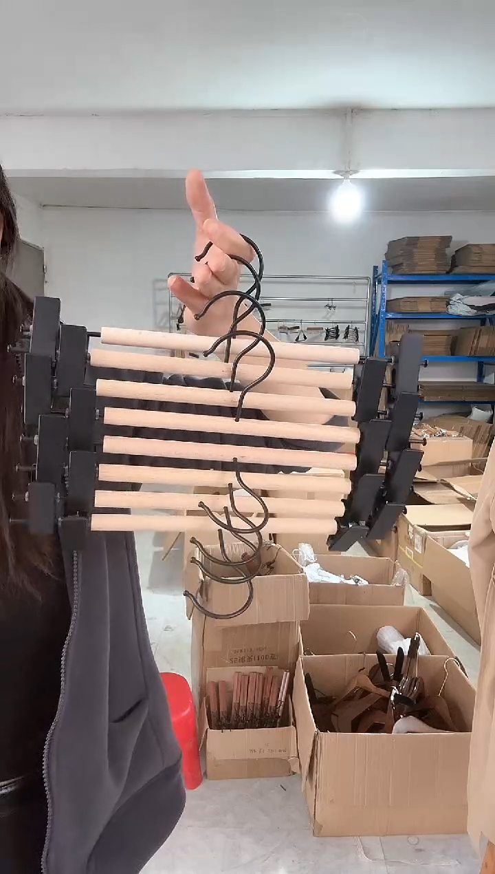 木夹子款原木色黑夹小裤架10只装