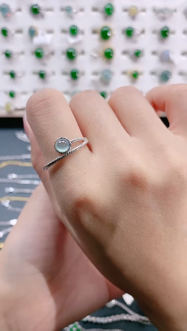 【闪购商品】翡翠戒指银S925镶嵌天然翡翠