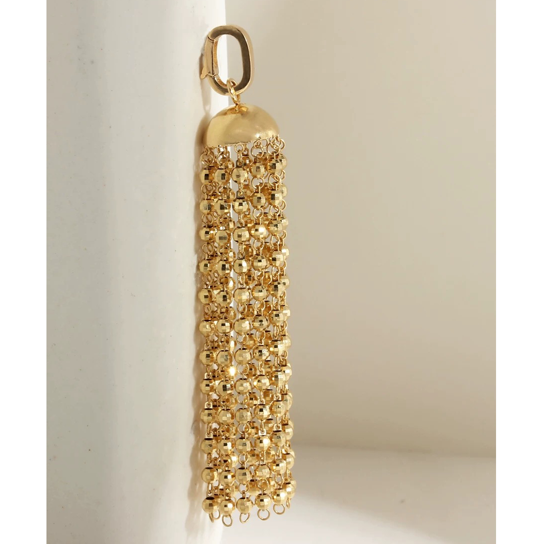 意大利进口18K金星光流苏吊坠万能扣浅金色时尚百搭轻奢气质个性