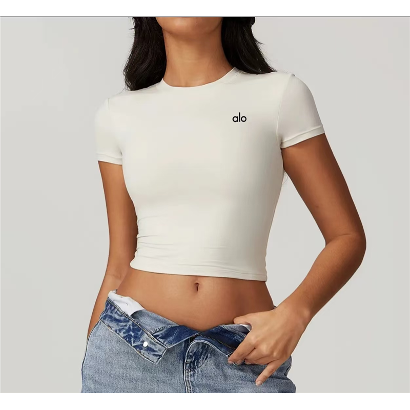 alo outls夏日紧身运动T恤速干短袖瑜伽服普拉提运动跑步健身