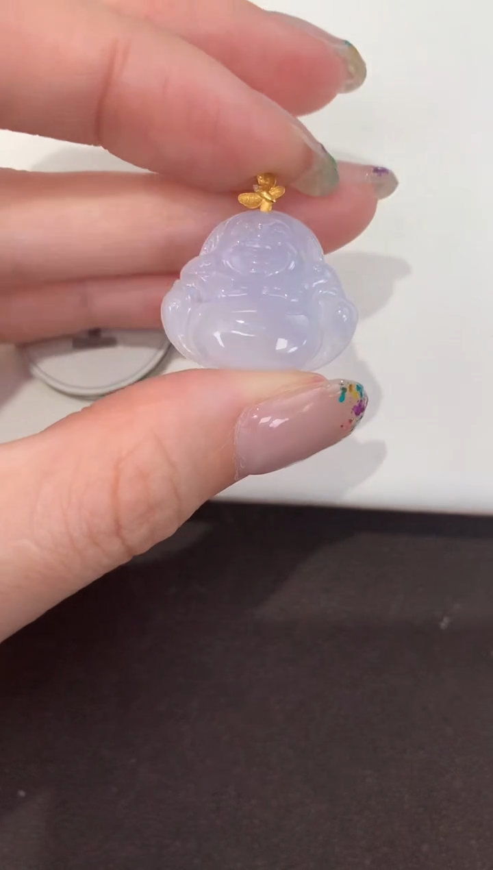 颈饰18K金镶嵌翡翠天然缅甸A货翡翠