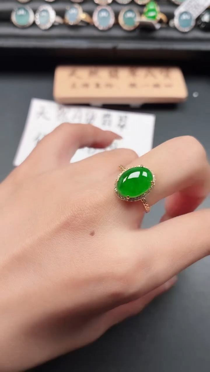 银S925镶嵌戒指翡翠111