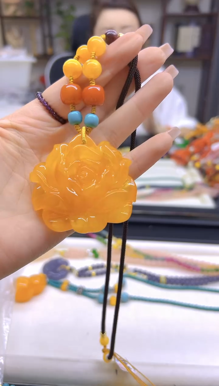 未镶嵌毛衣链蜜蜡DIY款M385