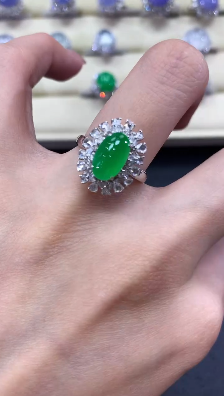 【闪购商品】翡翠戒指18K金镶嵌a191             