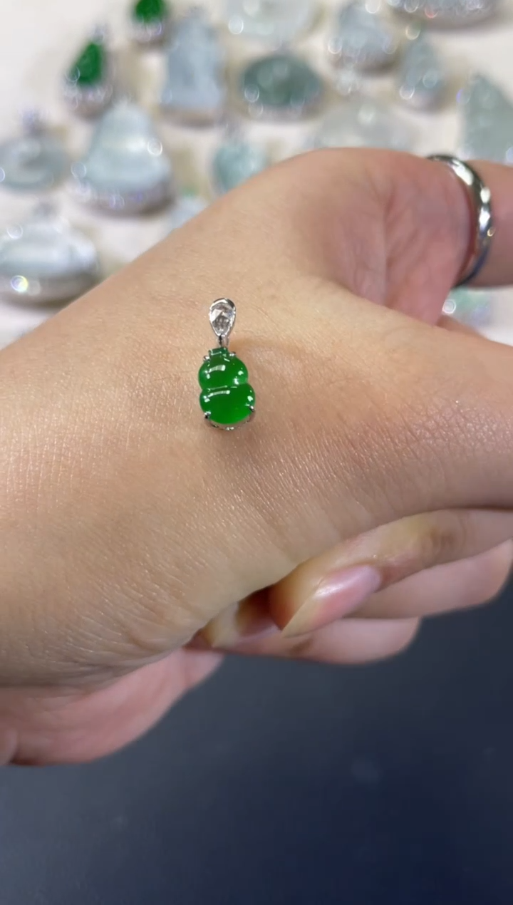 吊坠(不含链)18K金镶嵌翡翠A491|2980