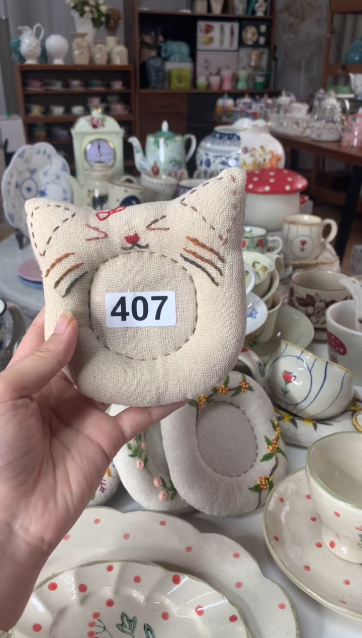 陶瓷【407】猫咪纯手工布垫