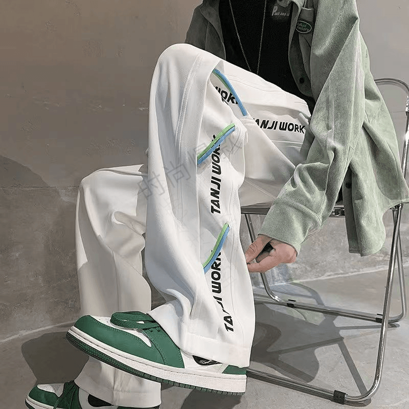 2025年新款动男夏季薄款韩版学生拼接休闲裤百搭宽松显瘦潮流直筒