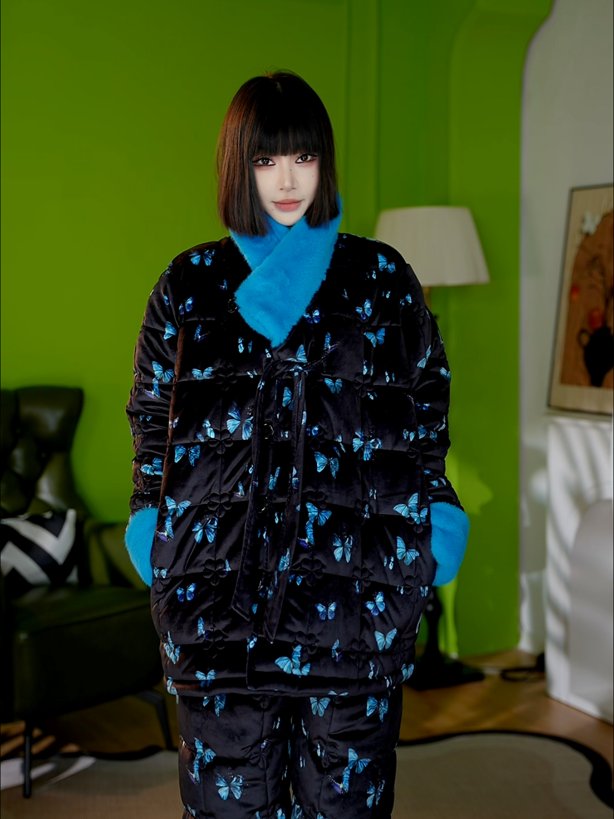 2025年冬款轻奢冬季保暖黑色睡衣轻奢款睡衣家居服套装.AYT