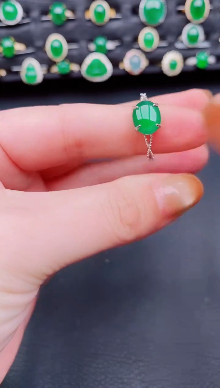 【闪购商品】翡翠戒指银S925镶嵌天然a货翡翠18