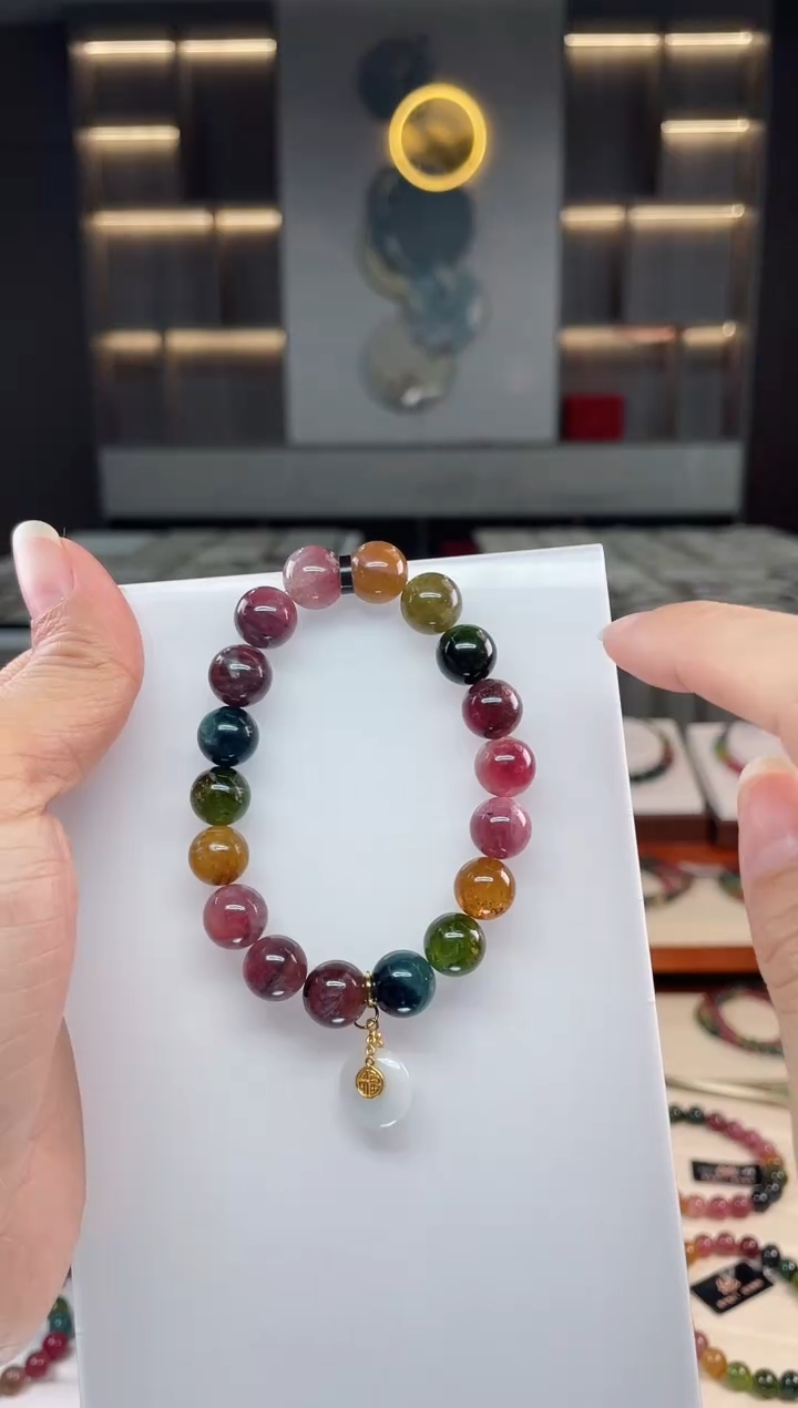 未镶嵌老矿碧玺彩虹单圈手串10mm+碧玺（多样性发一条）Q