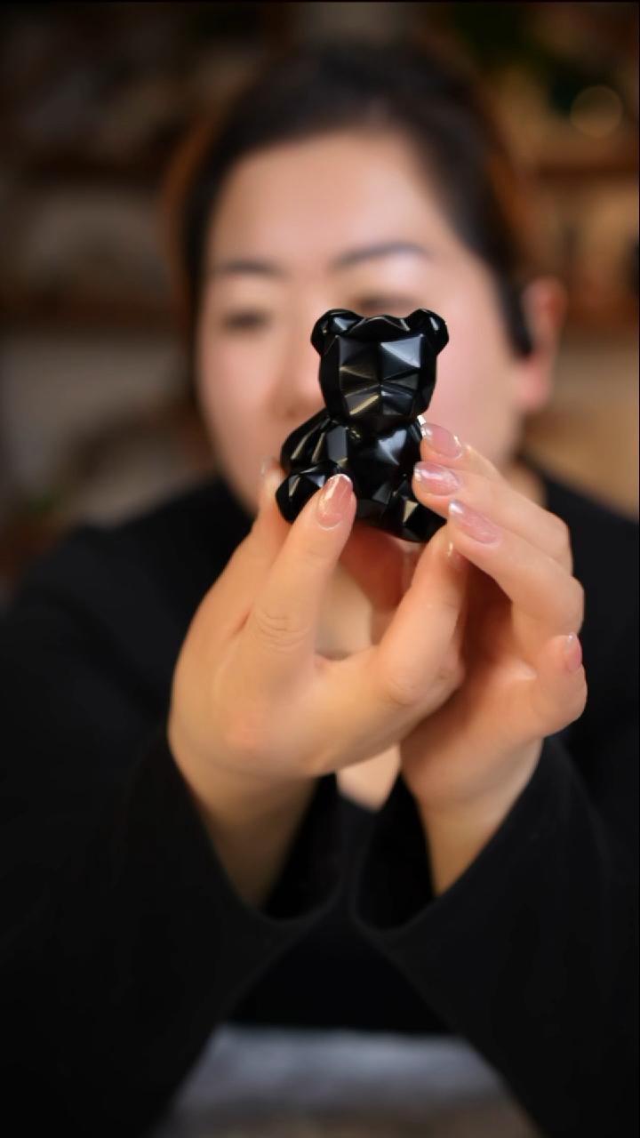 未镶嵌黑曜岩摆件黑曜石小熊多样性发其一