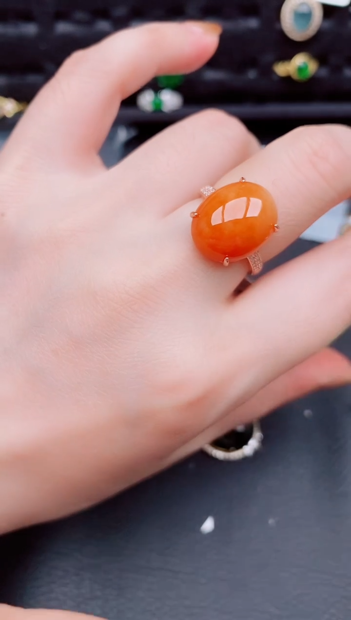 【闪购商品】翡翠戒指银S925镶嵌天然a货翡翠862