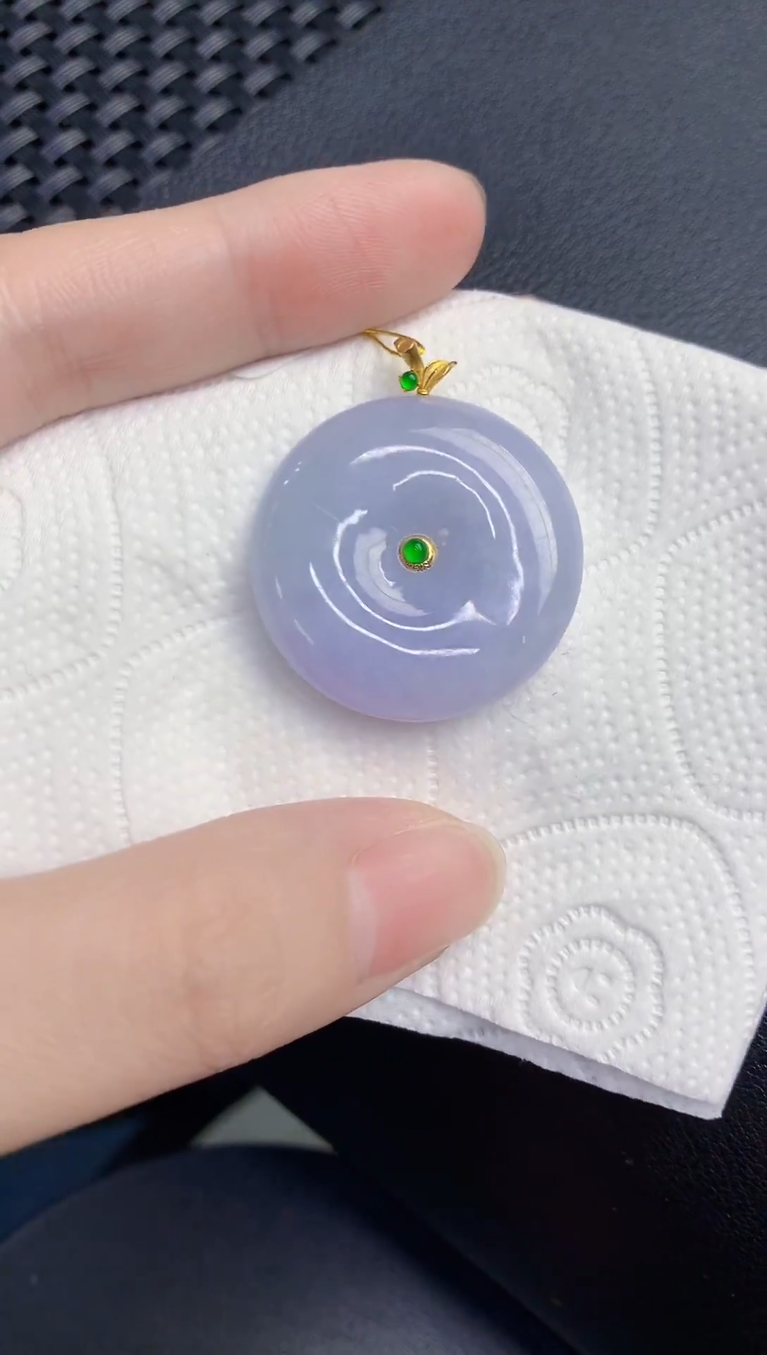 颈饰18K金镶嵌翡翠天然翡翠缅甸A货