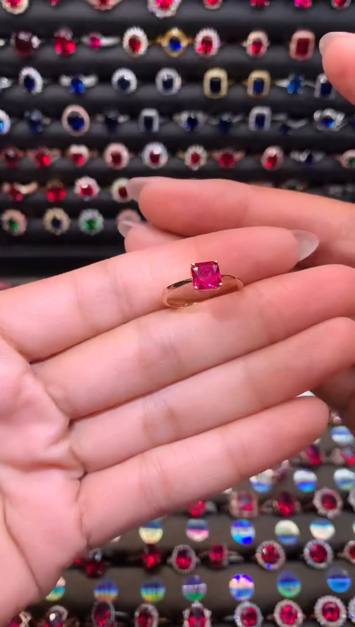 【闪购商品】红宝石戒指银S925镶嵌6玫瑰金