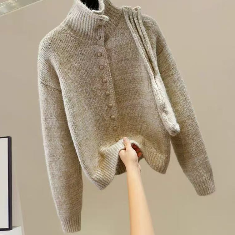  加厚立领针织开衫毛衣女秋冬新款时尚洋气减龄上衣#2882