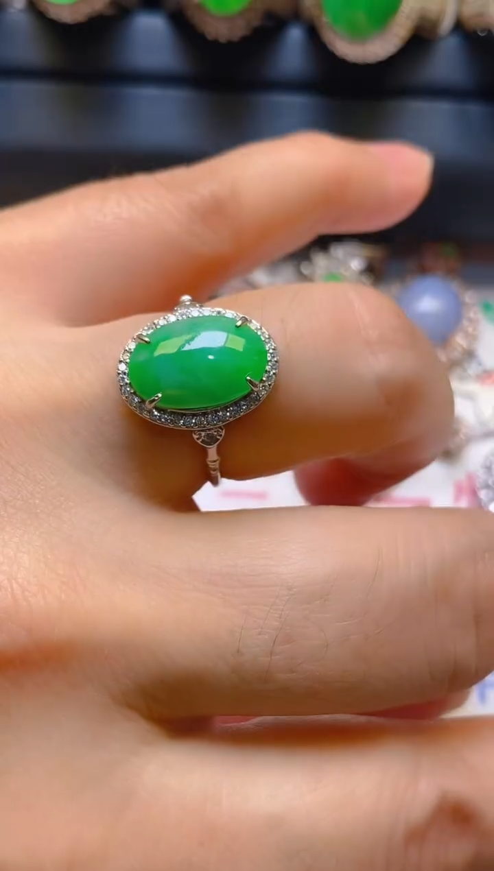 【闪购商品】翡翠耳饰银S925镶嵌天然A货翡翠1