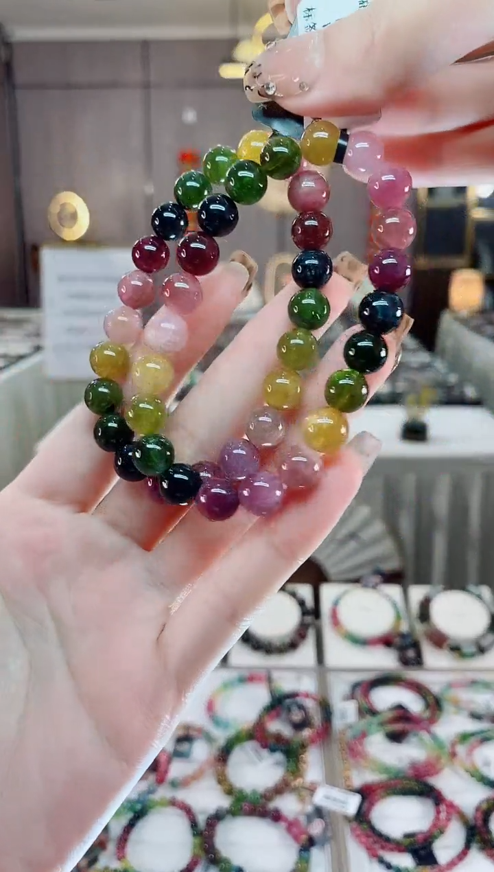 【闪购商品】碧玺单圈手串8mm+未镶嵌一物一证dan多样性发货一条