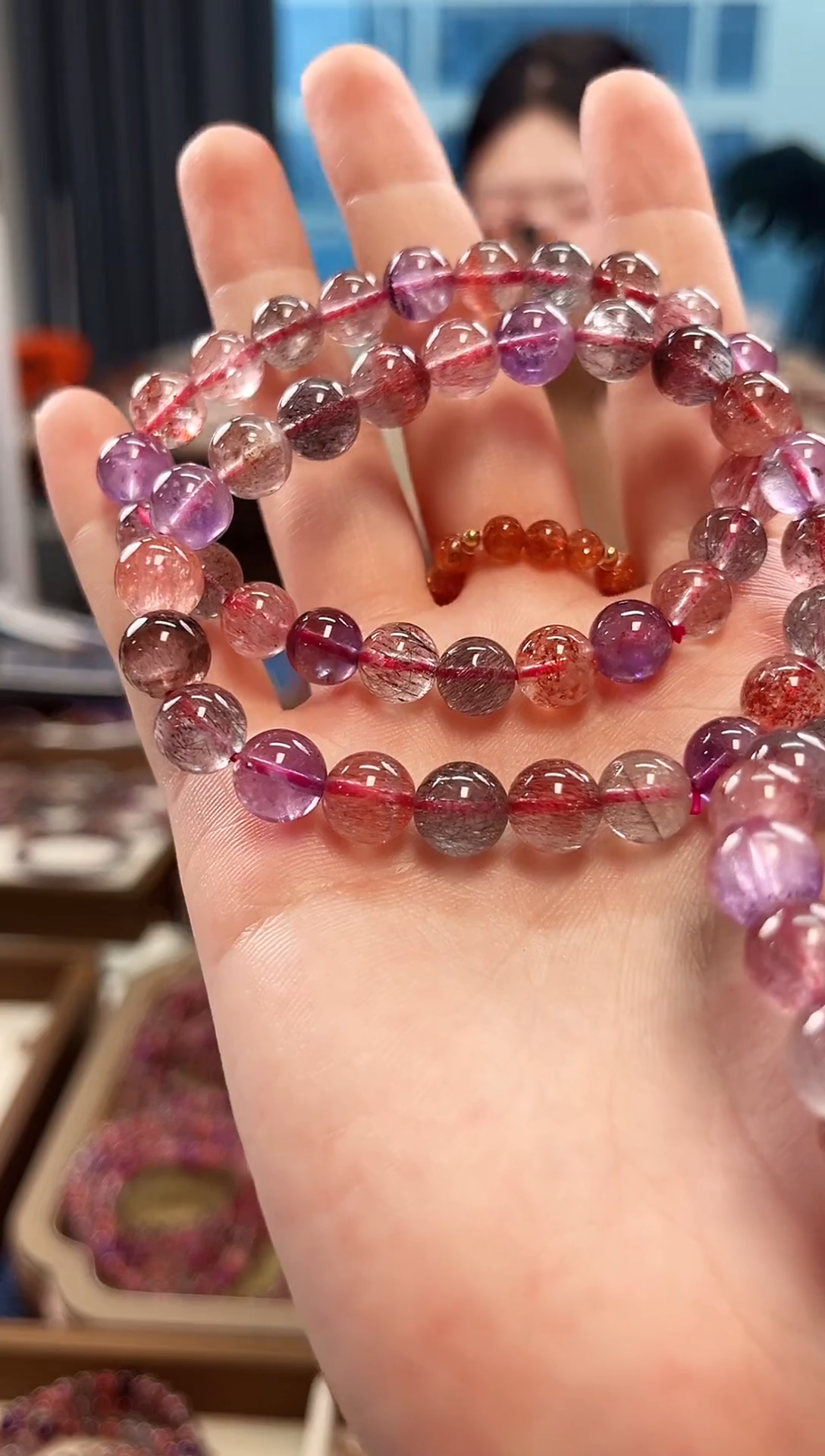 未镶嵌手串水晶彩超七单圈手串8mm【多样性发一】