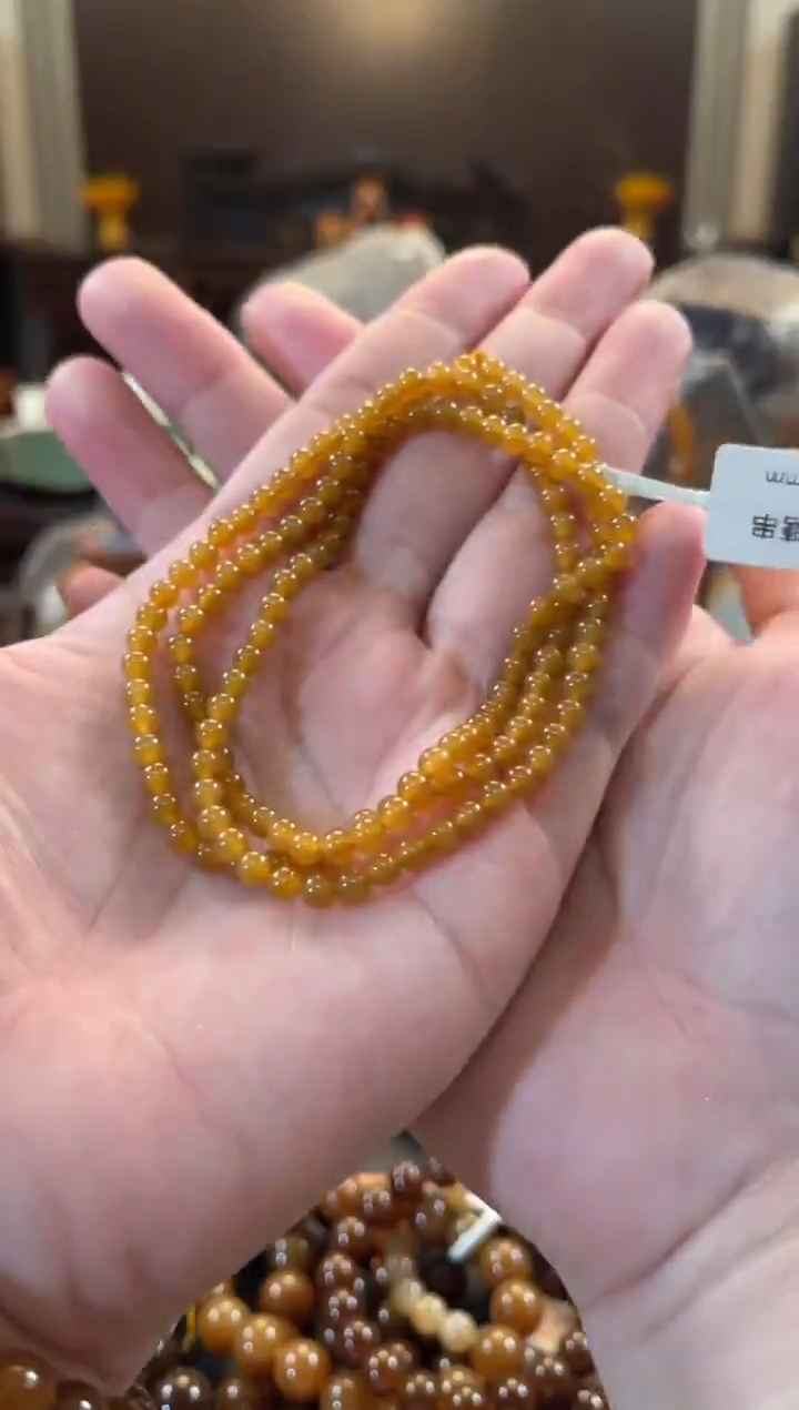 手链未镶嵌和田玉（糖玉）金山全糖4mm小米珠