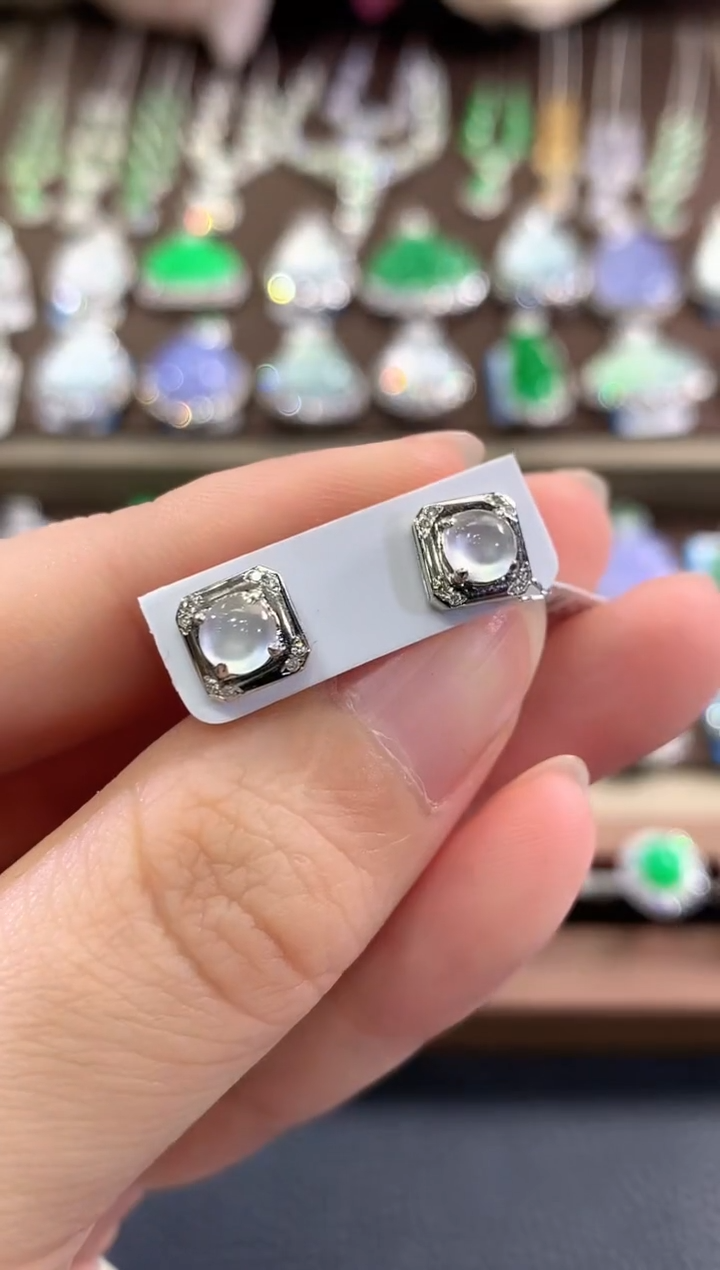 18K金镶嵌翡翠耳饰b36多样性一件发货