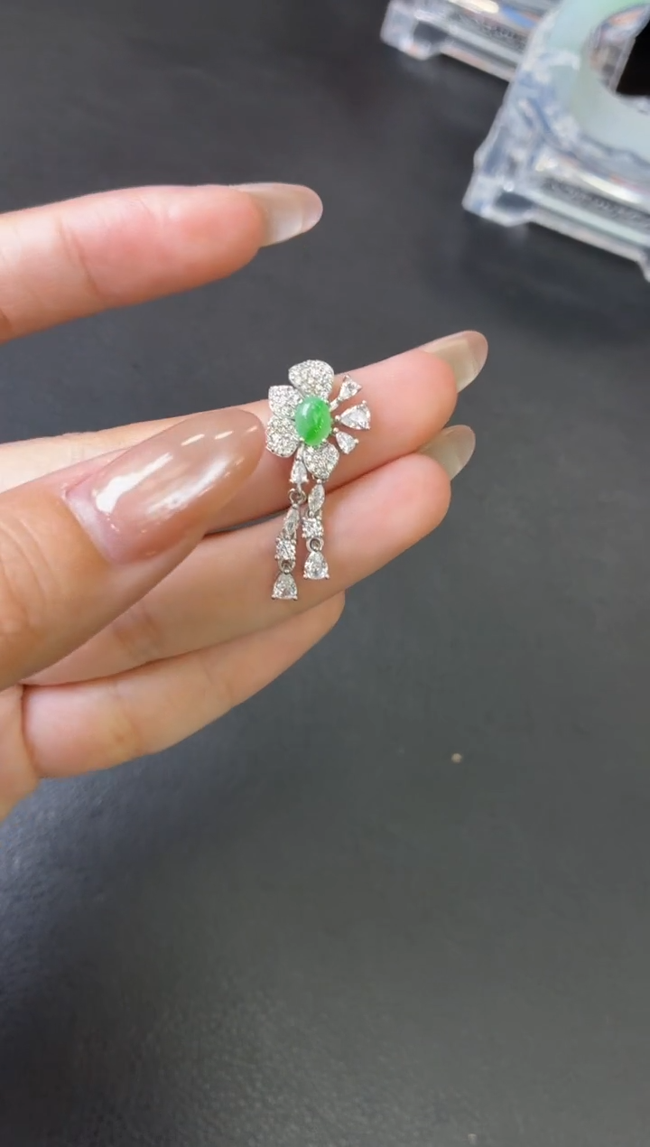 吊坠(不含链)银S925镶嵌翡翠吊坠