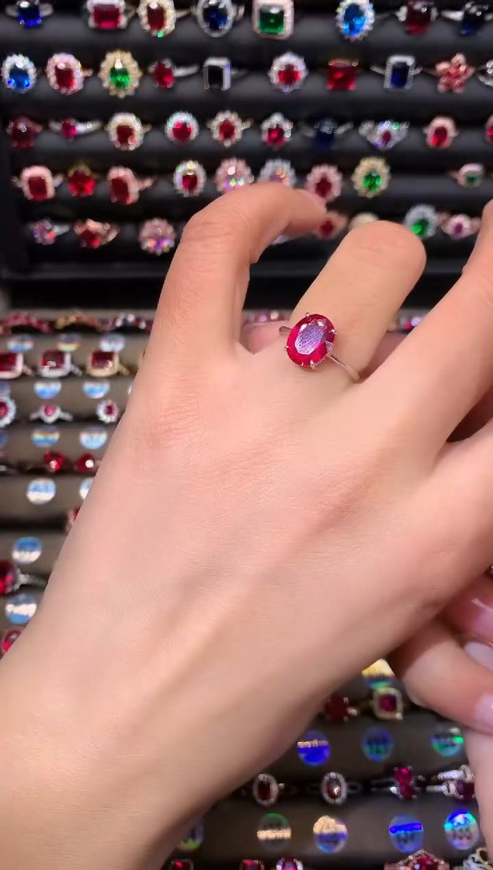 【闪购商品】红宝石戒指银S925镶嵌810白