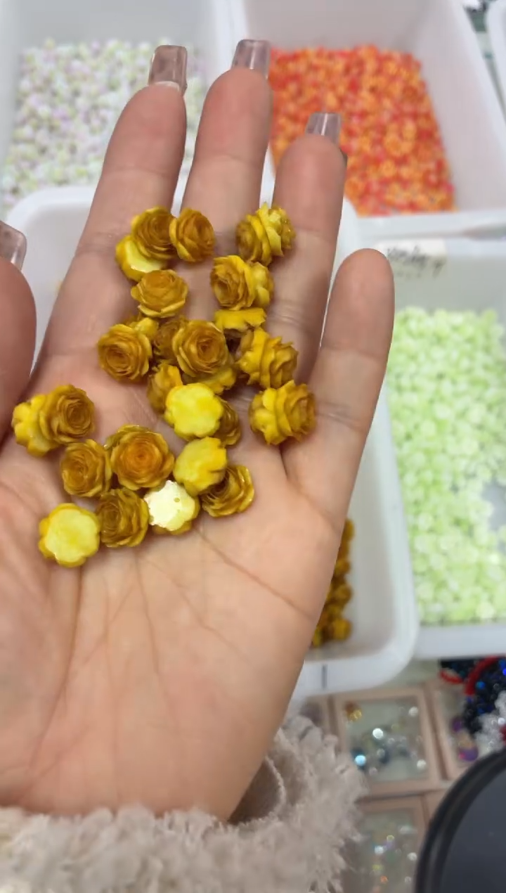 玻璃31027卡12软胶花100颗-黄玫瑰