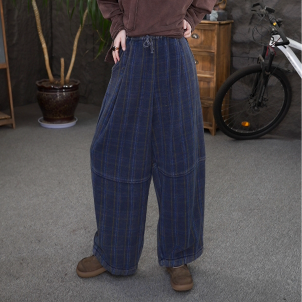 【格纹裤】秋季新款高垂感休闲百搭宽松显瘦阔腿裤女