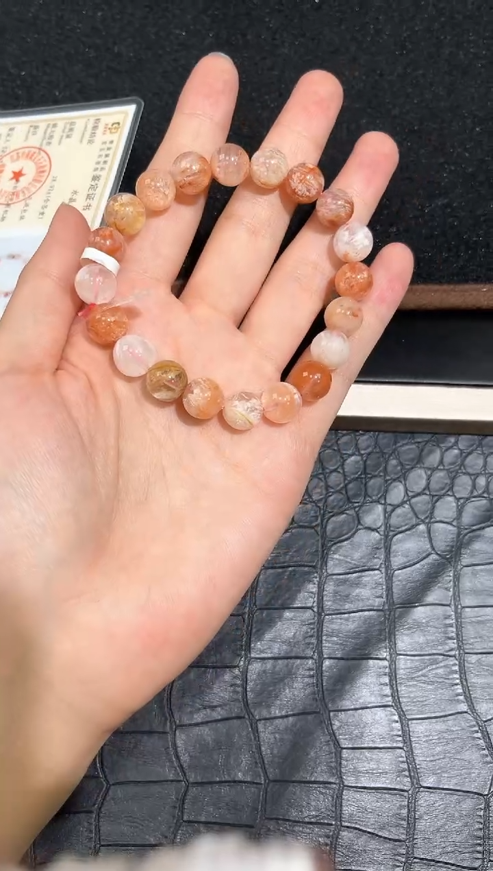 未镶嵌手链水晶45号粉雪花幽灵单圈10mm