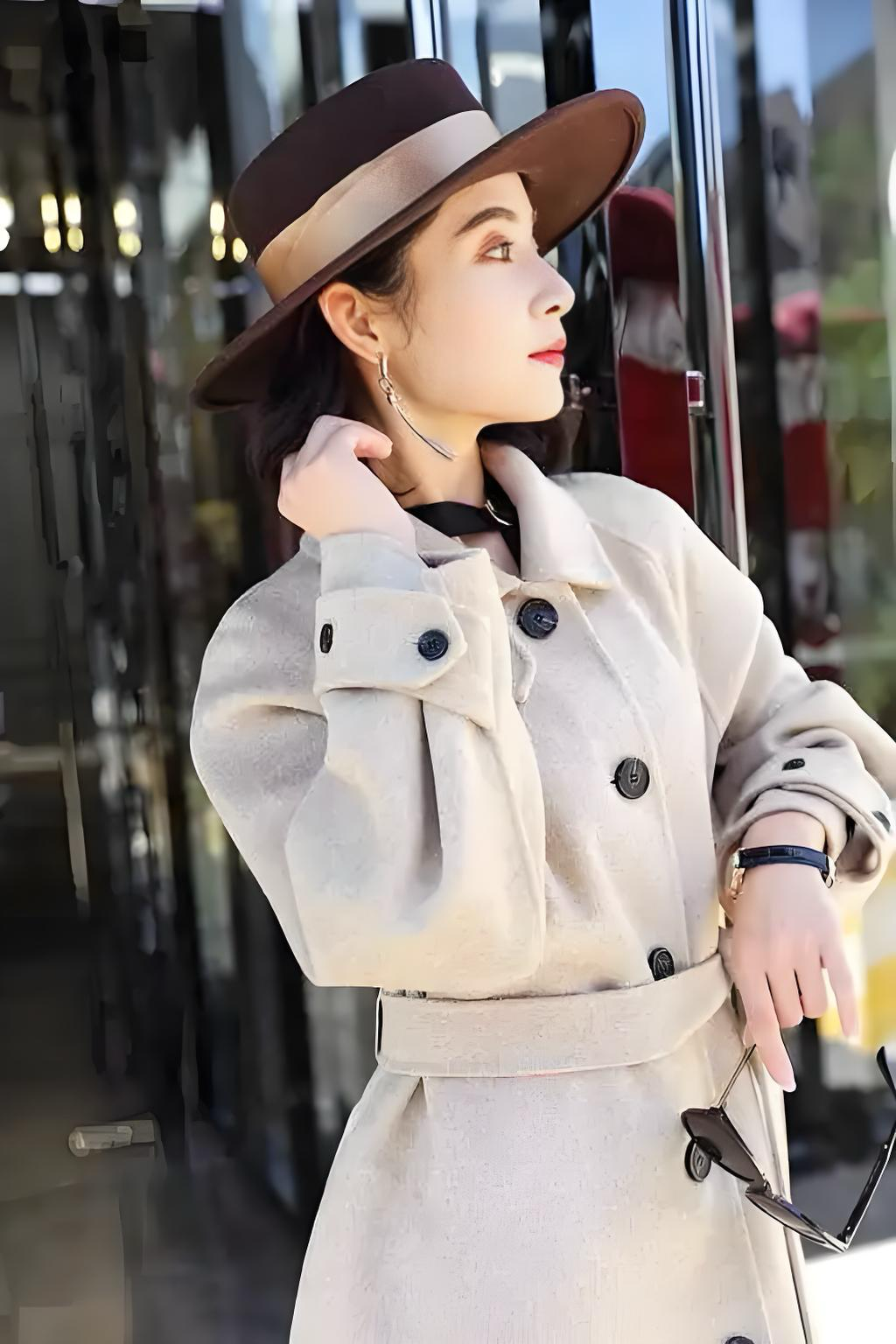 中长款女短款气质秋冬时尚显瘦立领毛呢外套