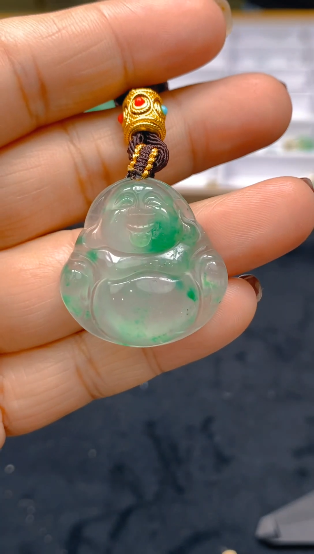 【闪购商品】石英质玉颈饰未镶嵌天然冰美人非洲翠011